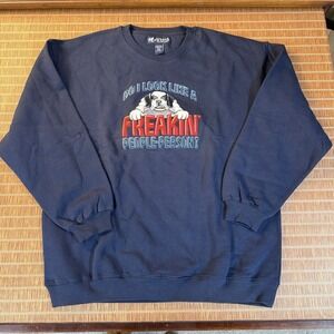 Big Dogs Embroidered Design Sweatshirt Navy Blue Men's Size Y2K Large L
